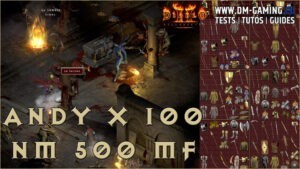 Andariel Nightmare x100 500 mf, stats and Diablo 2 Resurrected drops