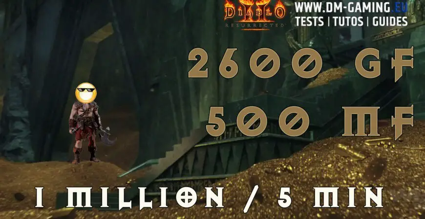 Barbarian Gold Find 2600 GF 500 MF, 1 million gold in 5 min Diablo 2 Resurrected