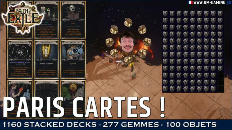 Gamble Divination Cards POE! 1160 Stacked Dekcs 277 gems 100 unique items and much more