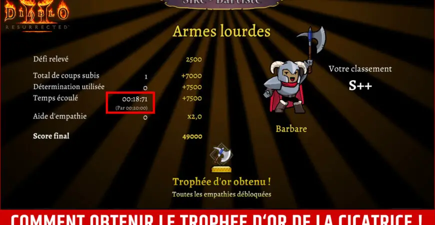 Cicatrice Armes Lourdes Trophée d'Or Rogue Legacy 2 en moins de 20 secondes et comment la trouver