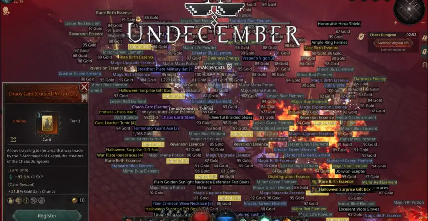 Legendary Choas Card Undecember, Cursed Prison map with ton of loots