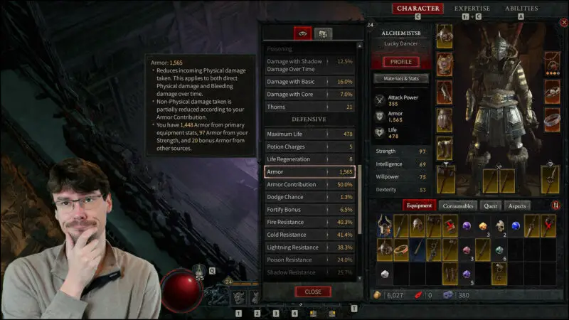 Diablo 4 armor, damage and defenses, vulnerability, overwhelm, lucky hit