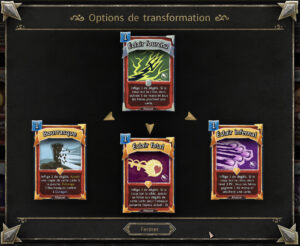 Choix de la voie de transformation d'une carte dans le jeu Hellcard